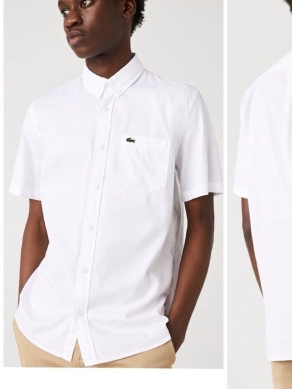 Lacoste White Casual Button Down Shirt Classic Design Sz 44